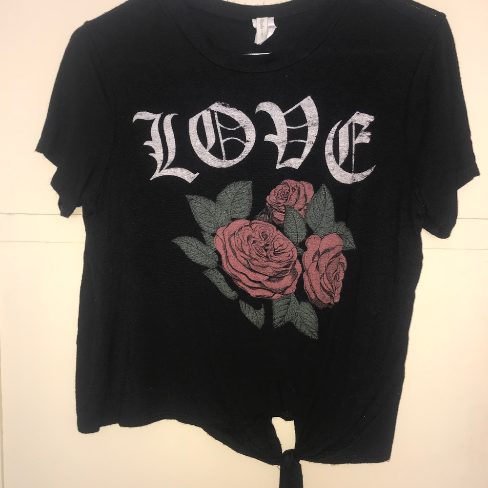 Black Love/Roses crop top